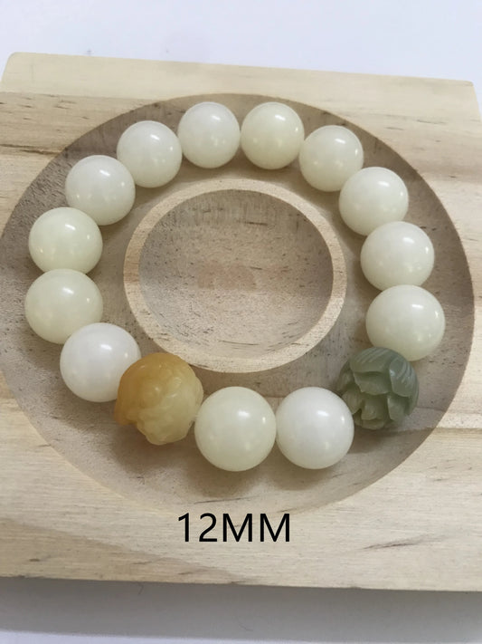 6 pieces a  set，Customized glass bead bracelet, natural bodhi bead elastic bracelet，suitable for female