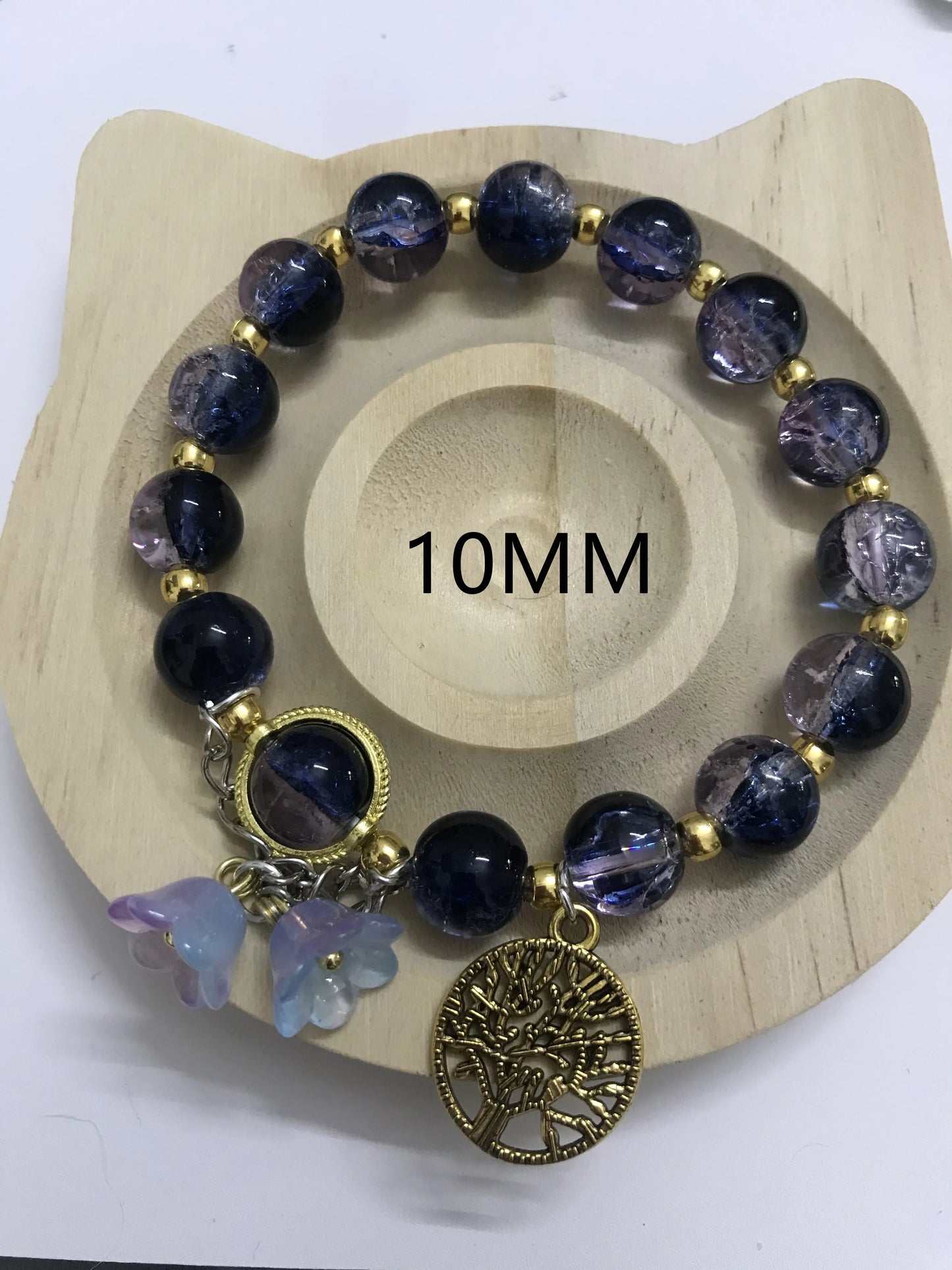 6 pieces a  set，Customized glass bead bracelet, natural bodhi bead elastic bracelet，suitable for female