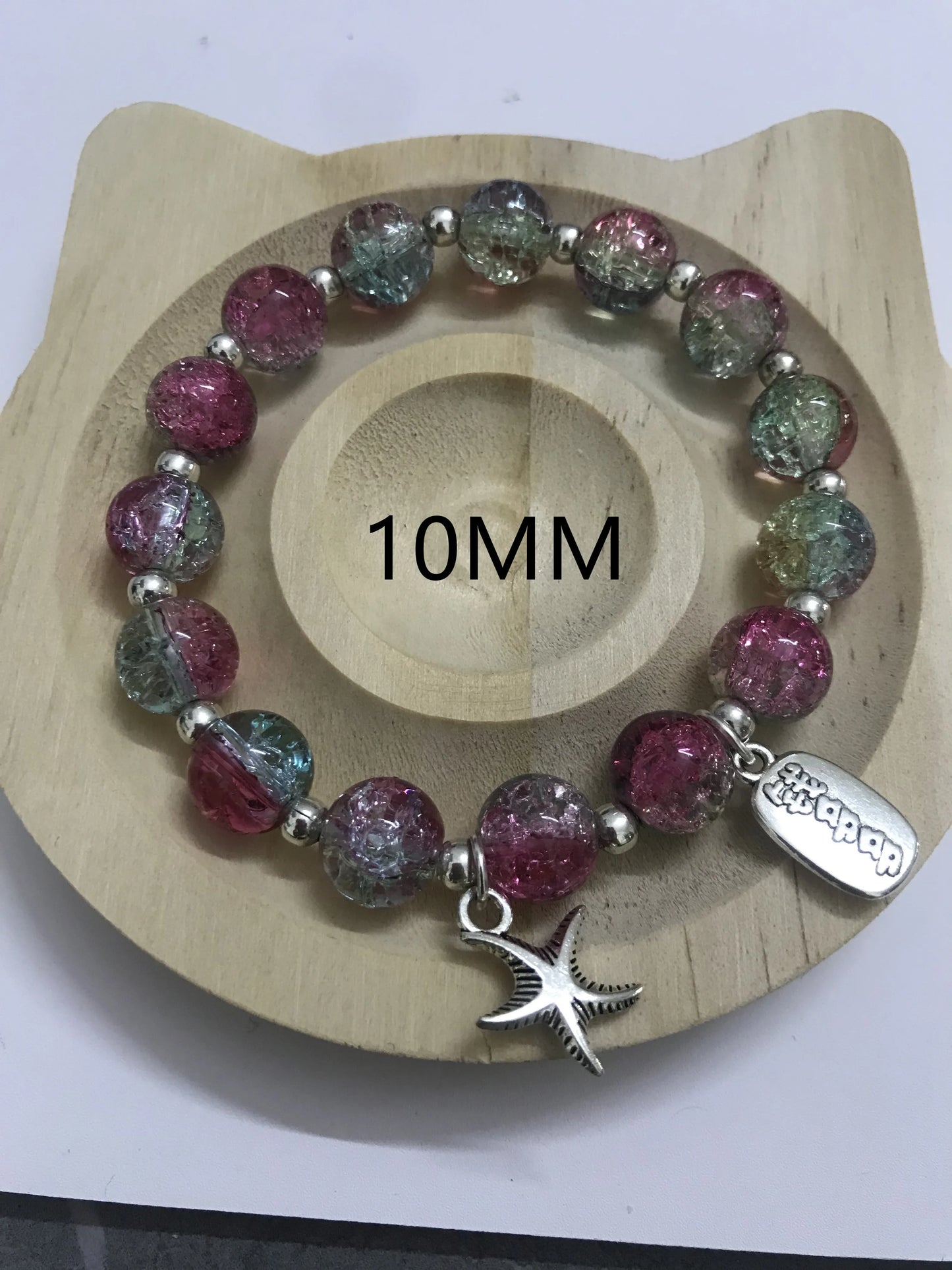 6 pieces a  set，Customized glass bead bracelet, natural bodhi bead elastic bracelet，suitable for female