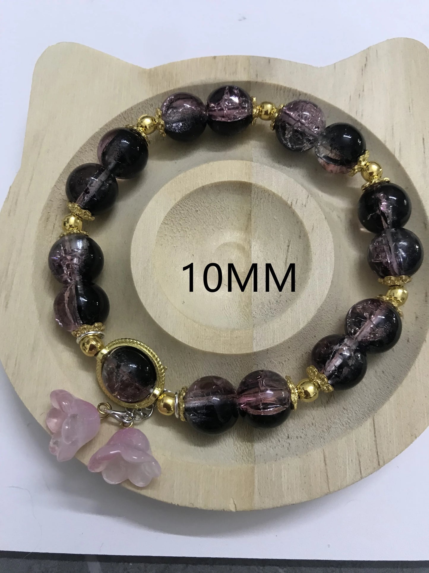 6 pieces a  set，Customized glass bead bracelet, natural bodhi bead elastic bracelet，suitable for female