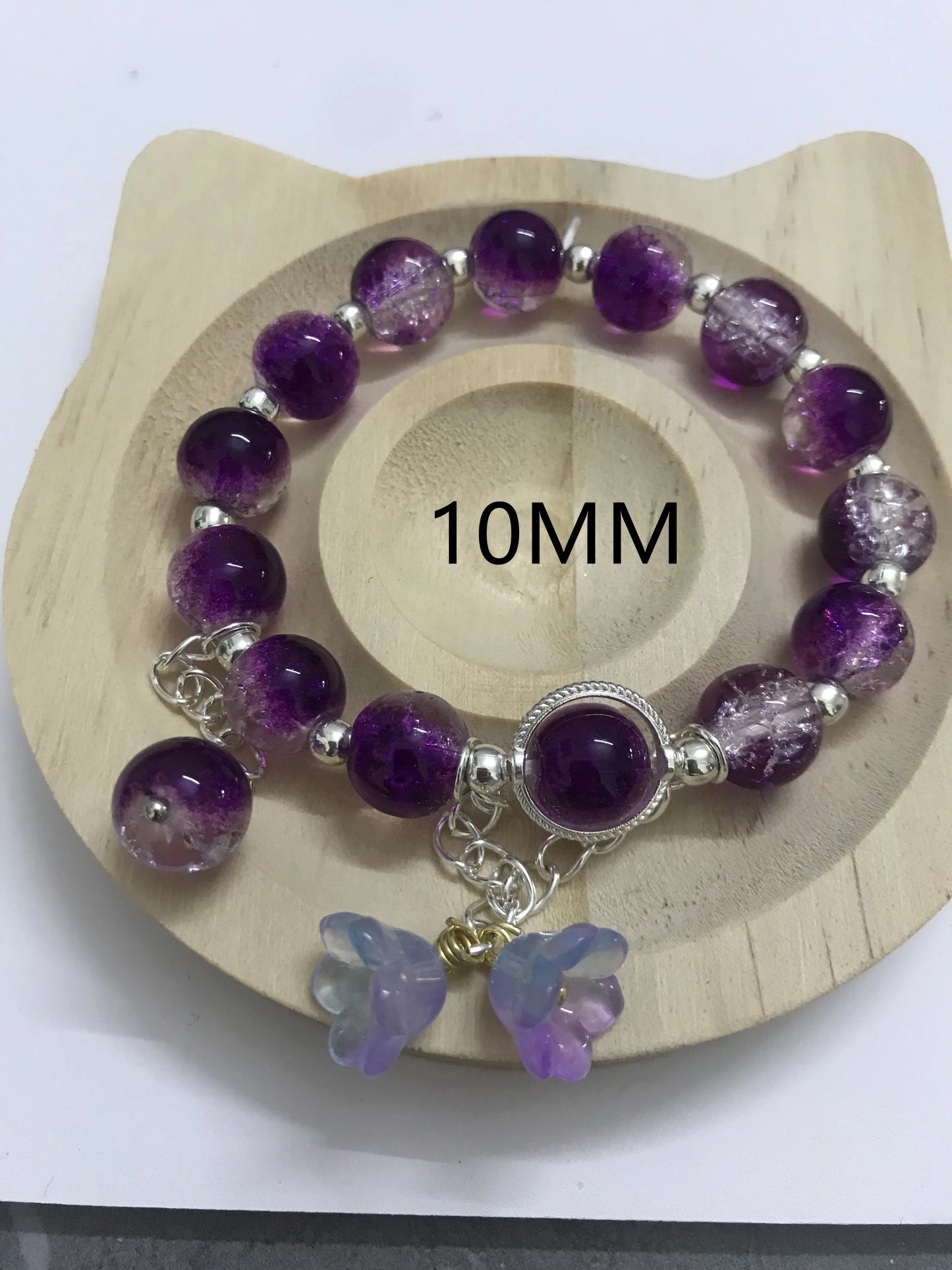 6 pieces a  set，Customized glass bead bracelet, natural bodhi bead elastic bracelet，suitable for female