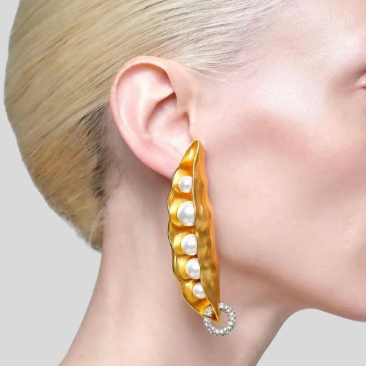 Asymmetrical Pea Earrings, Exquisite Fashion Brass Craftsmanship