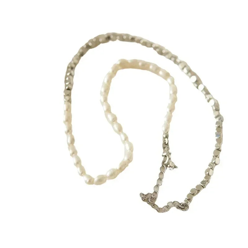 Broken Silver Natural Bead Necklace Commuter Collarbone Chain Temperament Twist Neck Chain Niche Design Versatile High-end