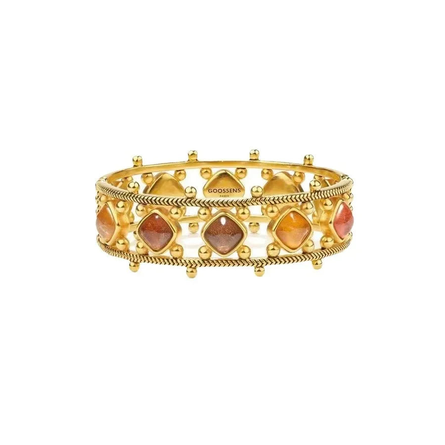 Classic Amber Opal Venetian Natural Crystal Light Luxury Wide Edition Bracelet Ins