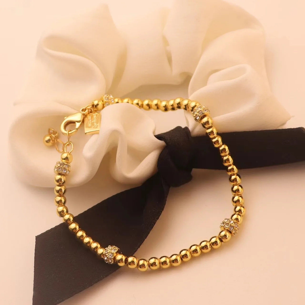 Classic Versatile, Exquisite Gold Plated, Diamond Inlaid Transport Beads, Simple and High Quality Bracelet Bracelet