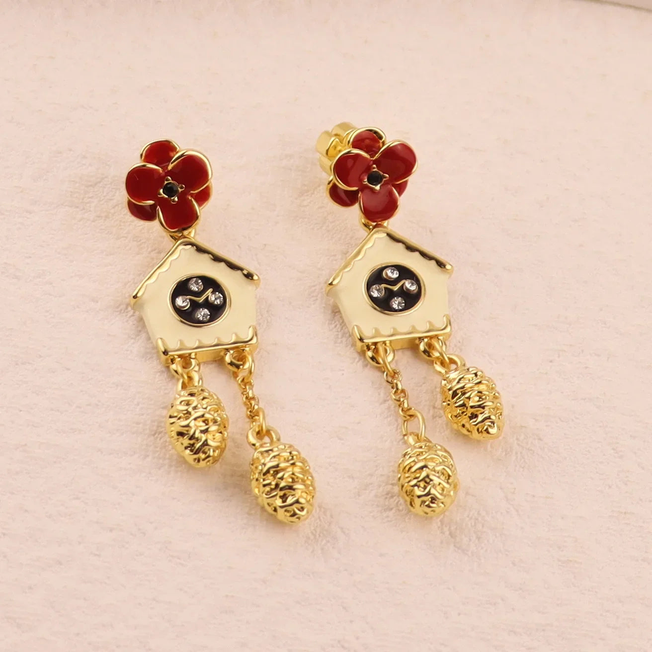 Fashion Multi-pattern Combination Silver Needle Stud Earrings Personalized House Creative Exquisite Long Fringed Earrings