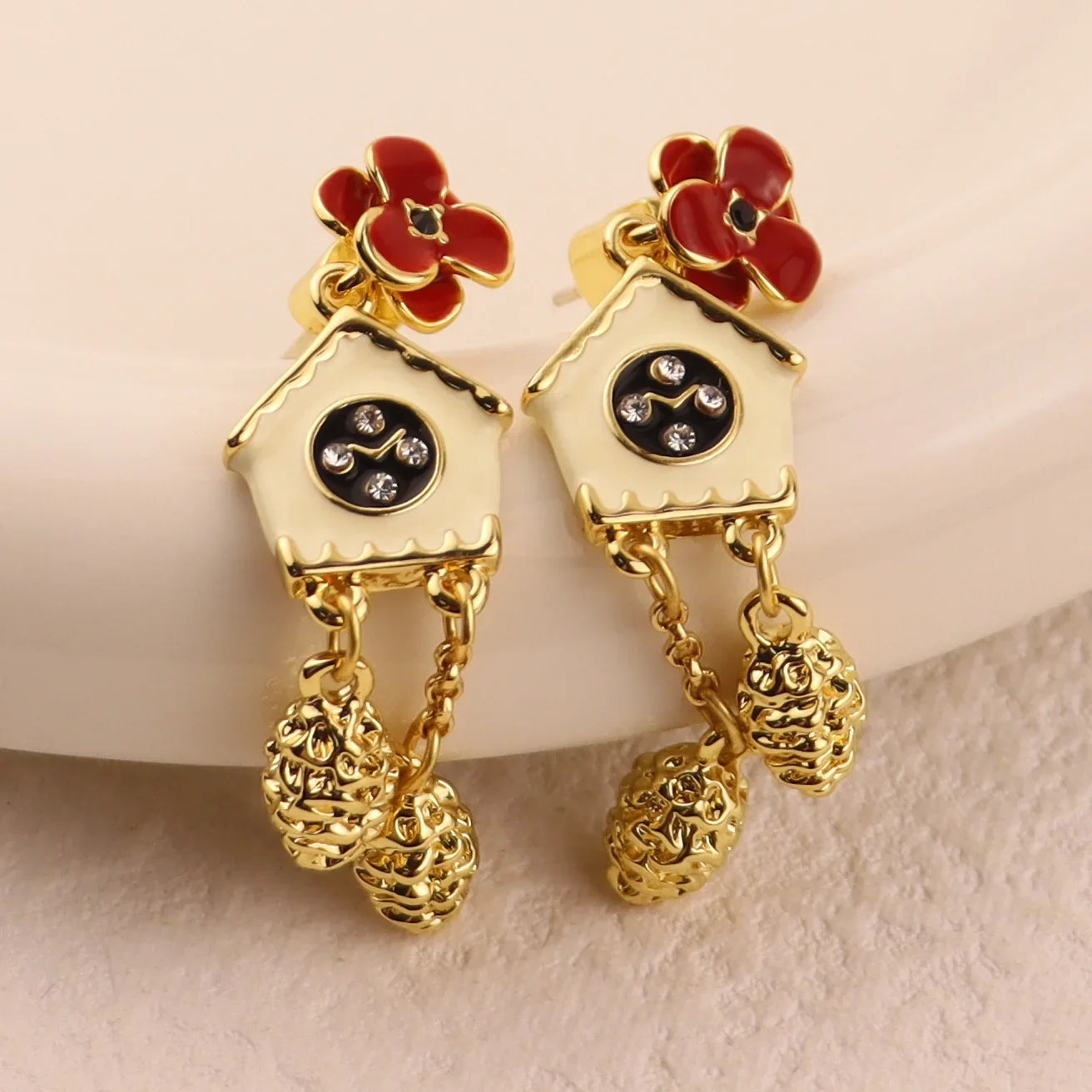 Fashion Multi-pattern Combination Silver Needle Stud Earrings Personalized House Creative Exquisite Long Fringed Earrings