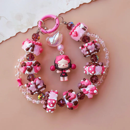 Genuine Hand-painted Beads Mobile Phone Chain Hug Series Beaded Pendant Bag Car Pendant Anime Keychain