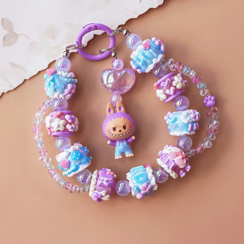 Genuine Hand-painted Beads Mobile Phone Chain Hug Series Beaded Pendant Bag Car Pendant Anime Keychain