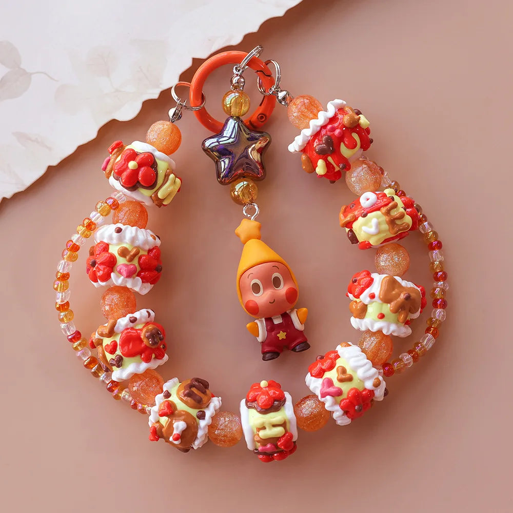 Genuine Hand-painted Beads Mobile Phone Chain Hug Series Beaded Pendant Bag Car Pendant Anime Keychain