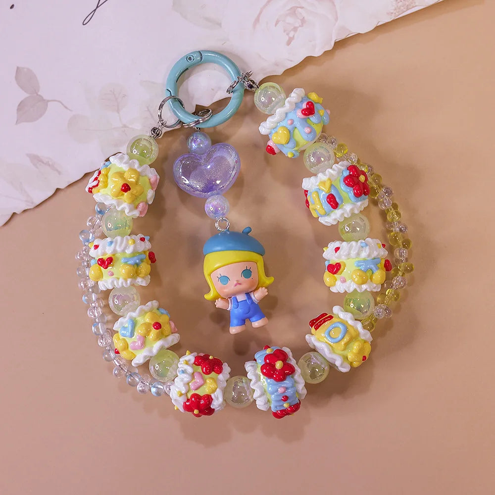 Genuine Hand-painted Beads Mobile Phone Chain Hug Series Beaded Pendant Bag Car Pendant Anime Keychain