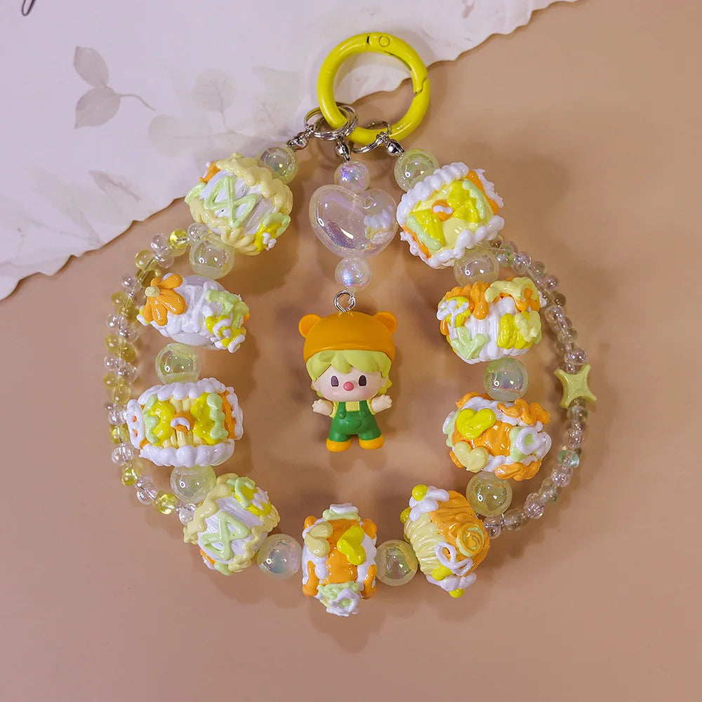 Genuine Hand-painted Beads Mobile Phone Chain Hug Series Beaded Pendant Bag Car Pendant Anime Keychain