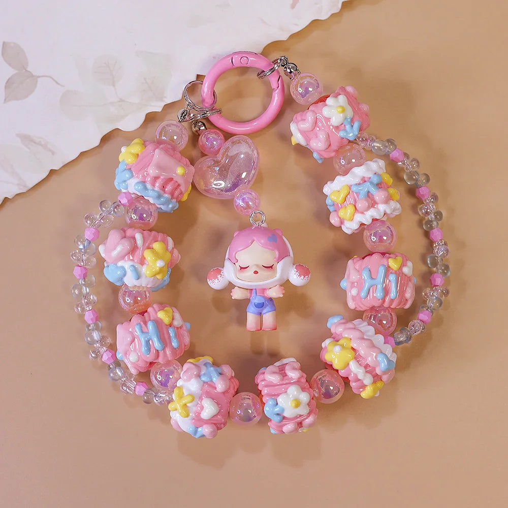 Genuine Hand-painted Beads Mobile Phone Chain Hug Series Beaded Pendant Bag Car Pendant Anime Keychain