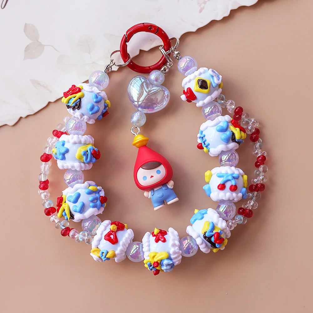 Genuine Hand-painted Beads Mobile Phone Chain Hug Series Beaded Pendant Bag Car Pendant Anime Keychain