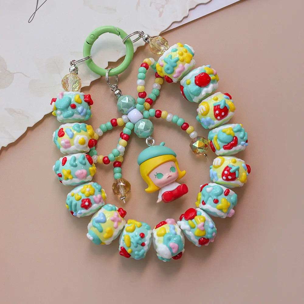 Genuine Handmade Mobile Phone Chain Cute Hand-painted Beads Beaded Pendant Keychain Bag Pendant Girls Gift