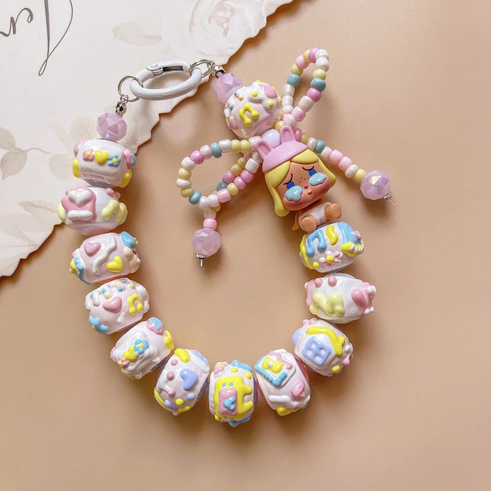 Genuine Handmade Mobile Phone Chain Cute Hand-painted Beads Beaded Pendant Keychain Bag Pendant Girls Gift