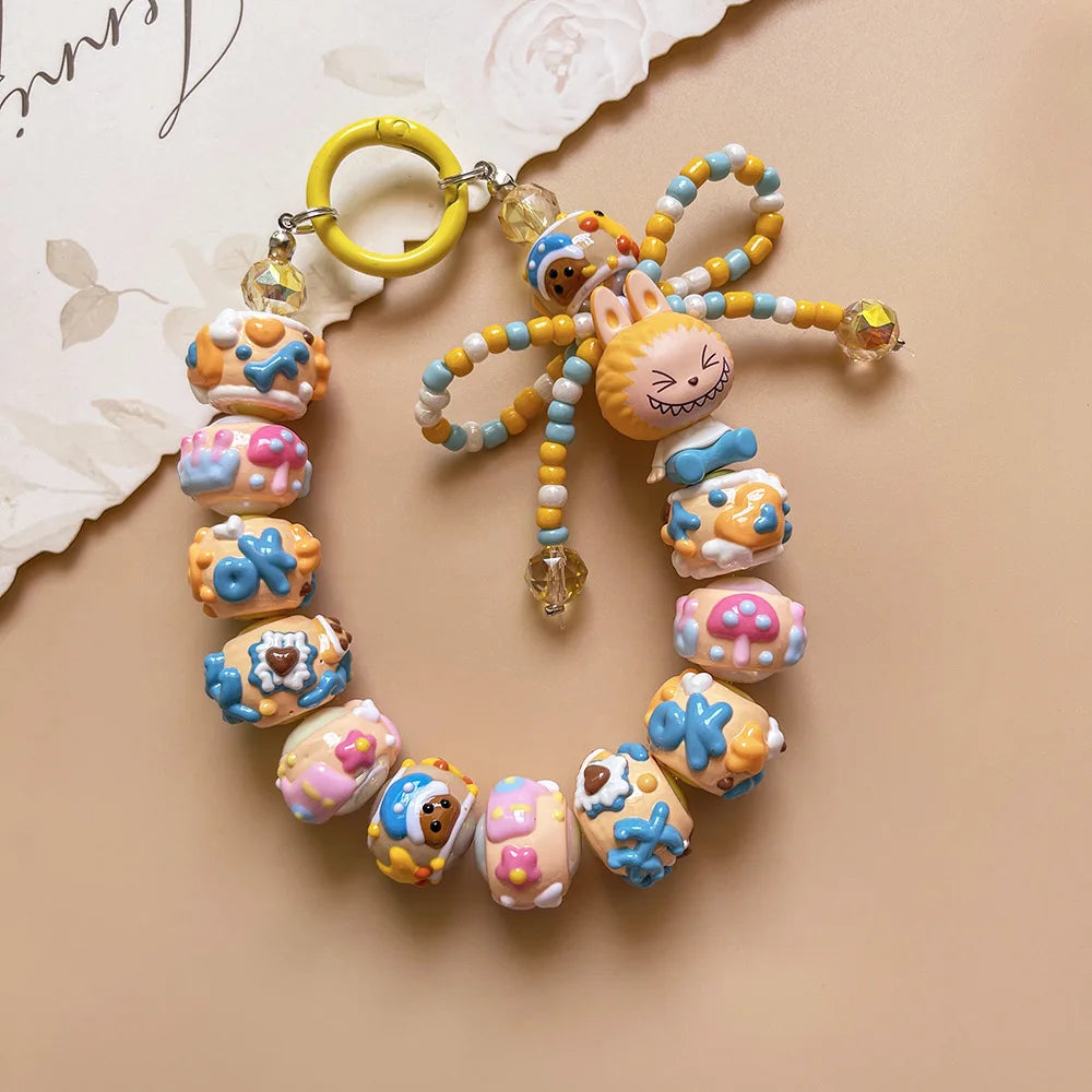 Genuine Handmade Mobile Phone Chain Cute Hand-painted Beads Beaded Pendant Keychain Bag Pendant Girls Gift