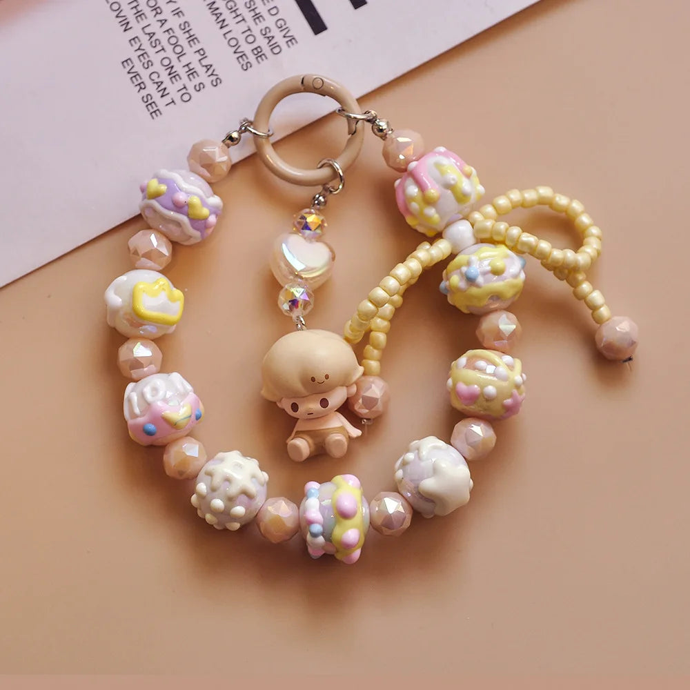 Genuine Handmade Mobile Phone Chain Cute Hand-painted Beads Beaded Pendant Keychain Bag Pendant Girls Gift