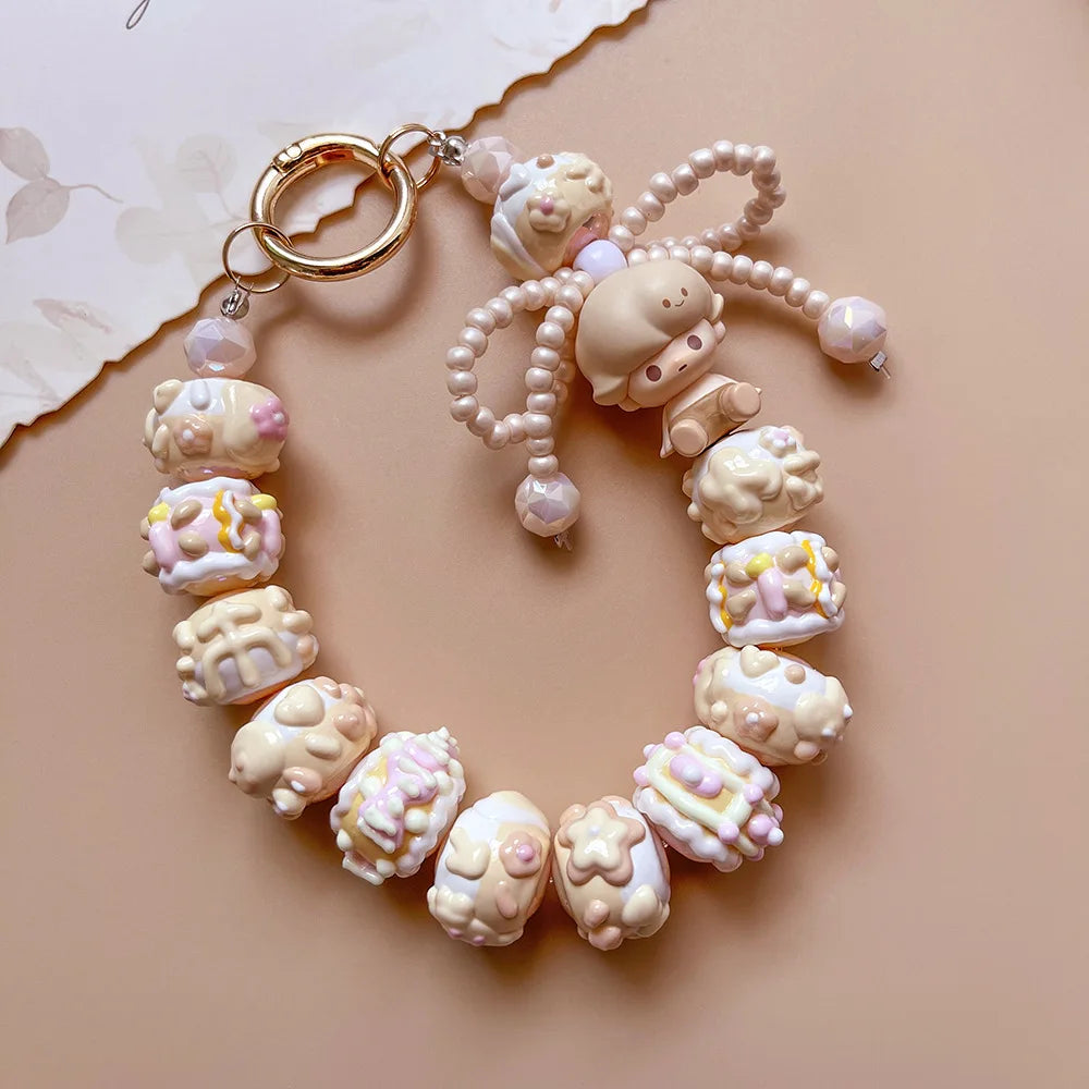 Genuine Handmade Mobile Phone Chain Cute Hand-painted Beads Beaded Pendant Keychain Bag Pendant Girls Gift