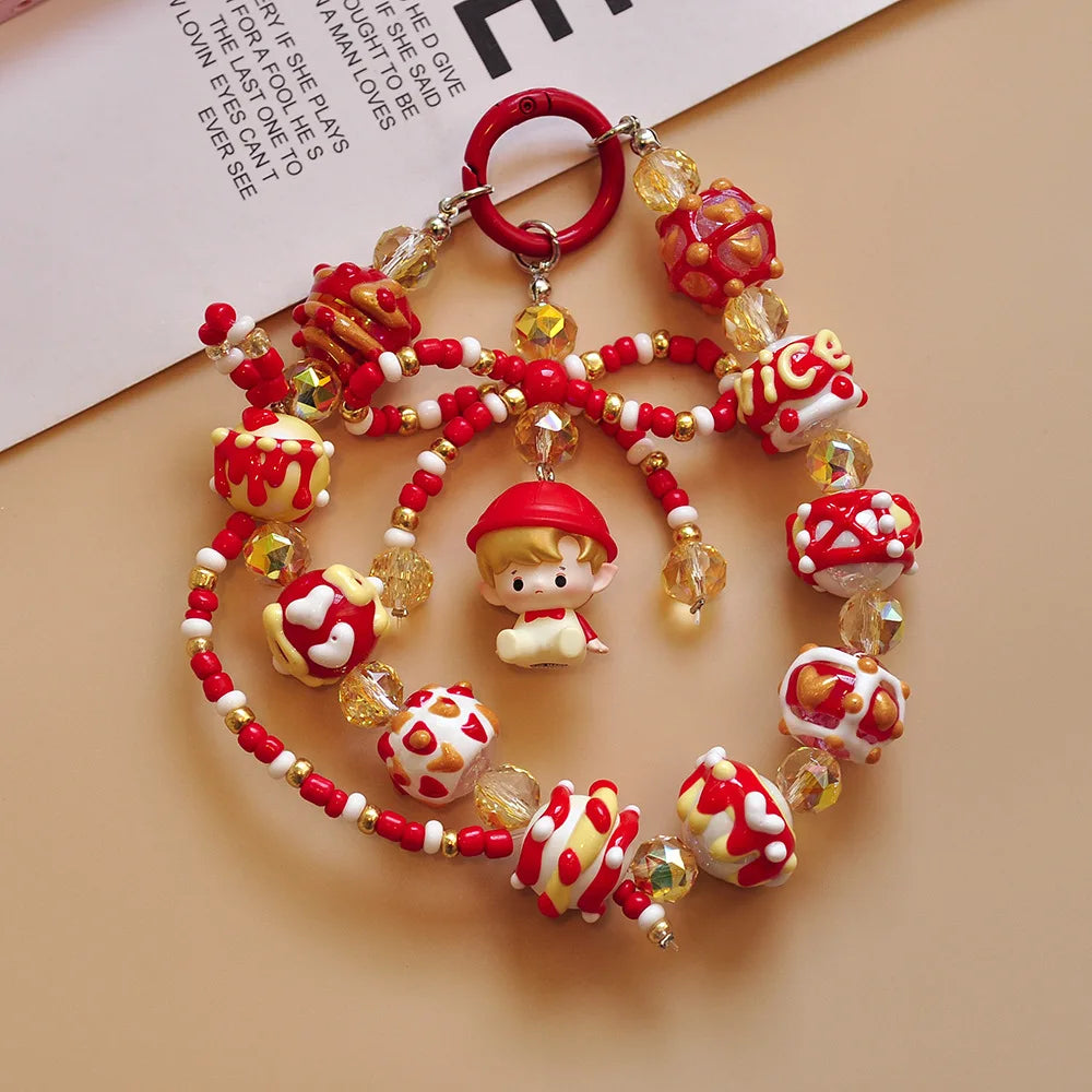 Genuine Handmade Mobile Phone Chain Cute Hand-painted Beads Beaded Pendant Keychain Bag Pendant Girls Gift