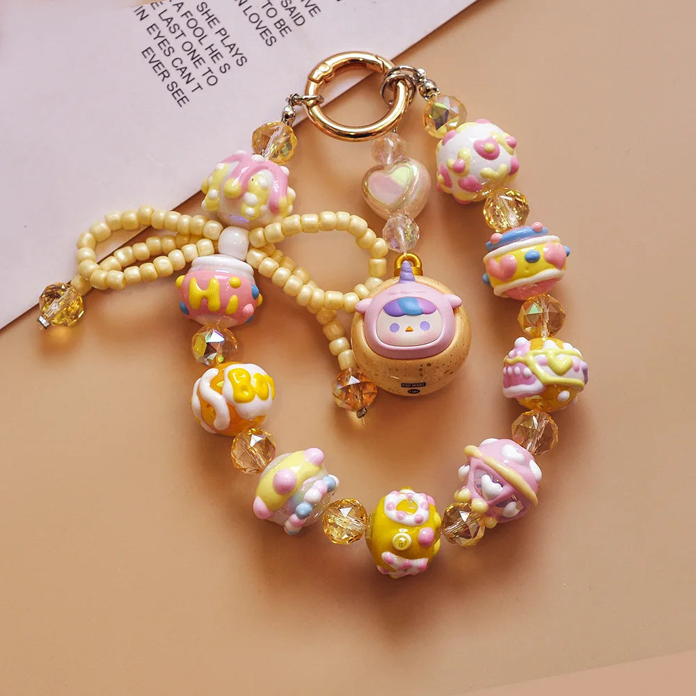 Genuine Handmade Mobile Phone Chain Cute Hand-painted Beads Beaded Pendant Keychain Bag Pendant Girls Gift