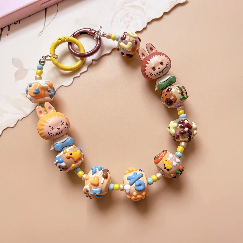 Genuine Unique Hand-painted Beads Double Doll Doll Pendant Key Chain Bag Pendant Gift Cartoon Mobile Phone Chain