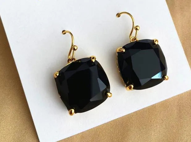 luxurytreasury  crystal black  square earrings jewelry ,high quality, woman,accessory,whole sell