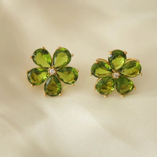 Hot Sale, Exaggerated Flower Earrings Crystal Gemstone Inlaid Earrings Women's Fashion Earrings Manufacturers Wholesale