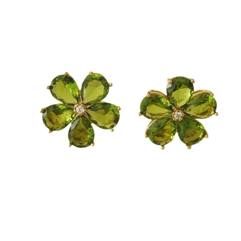 Hot Sale, Exaggerated Flower Earrings Crystal Gemstone Inlaid Earrings Women's Fashion Earrings Manufacturers Wholesale