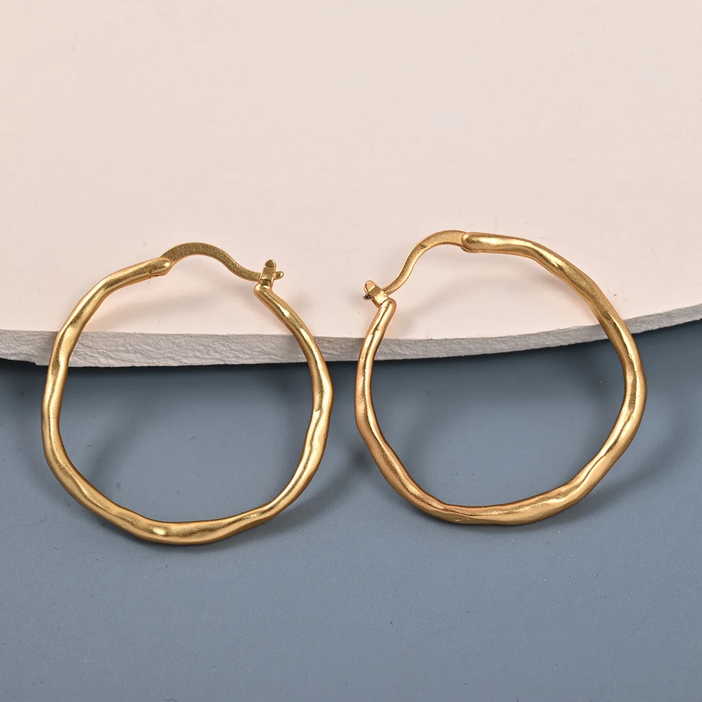 INS Simple Niche Irregular Concave-convex Temperament Circle Earrings