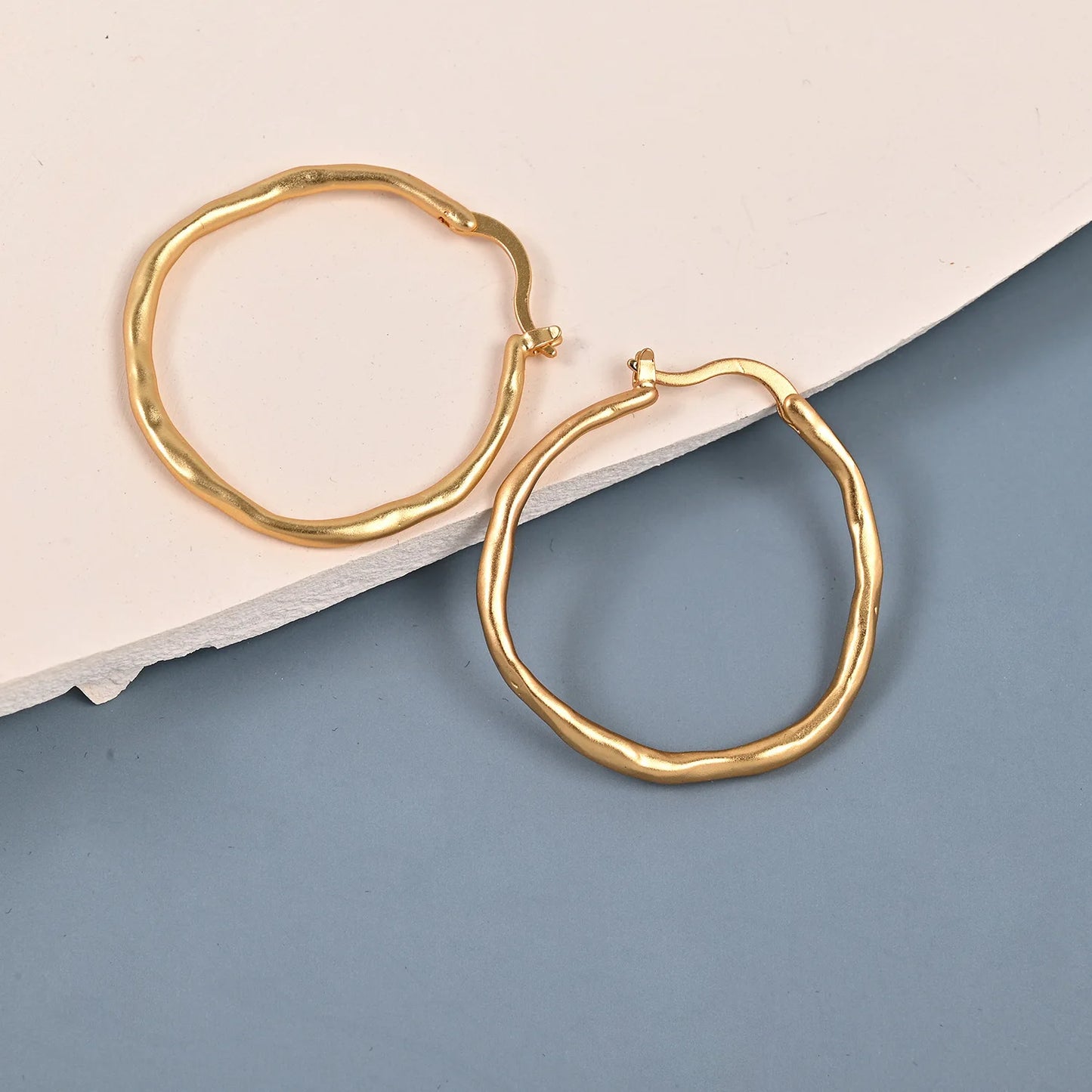 INS Simple Niche Irregular Concave-convex Temperament Circle Earrings