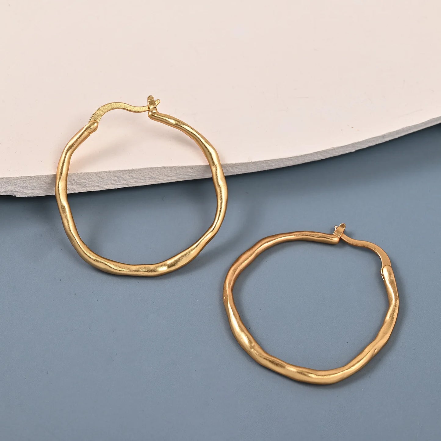 INS Simple Niche Irregular Concave-convex Temperament Circle Earrings