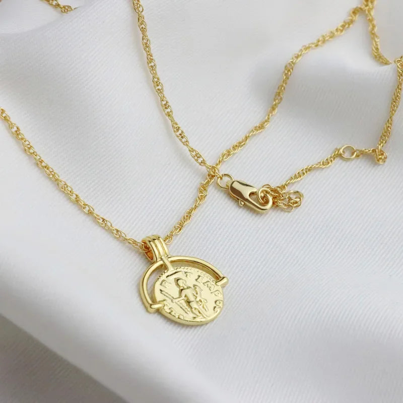 Ins Internet Celebrity Accessories Autumn and Winter New Sweater Chain Retro Gold Coin Muse Avatar Necklace