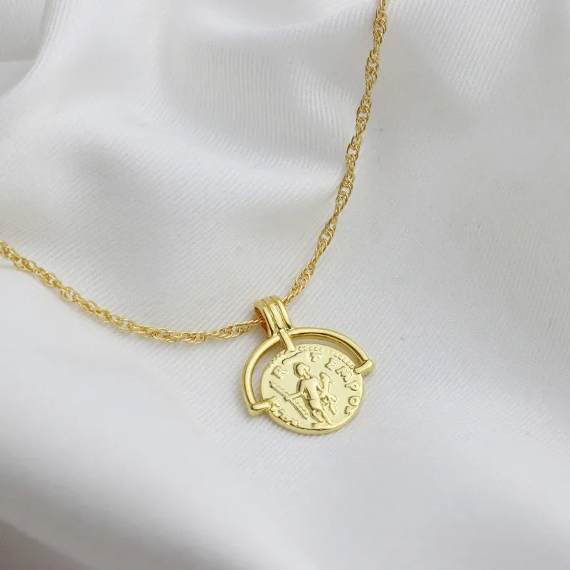 Ins Internet Celebrity Accessories Autumn and Winter New Sweater Chain Retro Gold Coin Muse Avatar Necklace