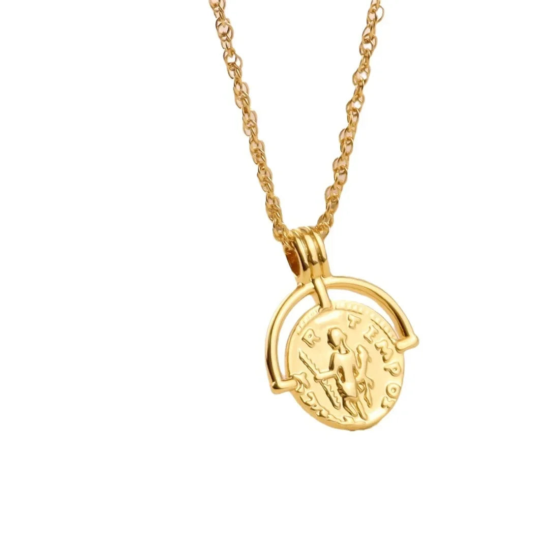 Ins Internet Celebrity Accessories Autumn and Winter New Sweater Chain Retro Gold Coin Muse Avatar Necklace