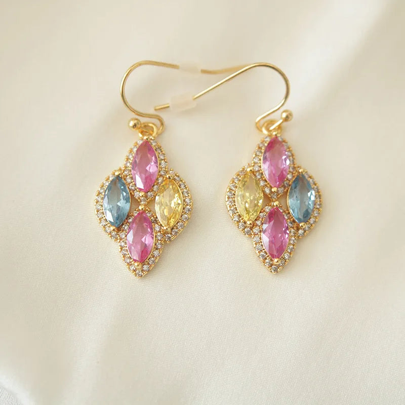 Korean-style Exquisite Celebrity Style Fashionable Water Drop Purple Zirconium Fringed Ear Buckle Niche Design Sense