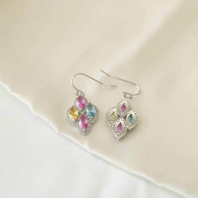 Korean-style Exquisite Celebrity Style Fashionable Water Drop Purple Zirconium Fringed Ear Buckle Niche Design Sense