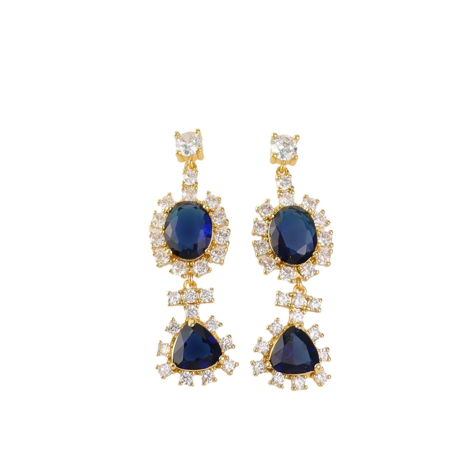 Light luxury, grand and luxurious, super sparkling zircon full set earrings, banquet socialite earrings