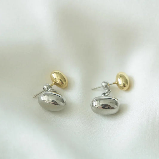 Metal Doudou Ins Style Niche Design Simple High-end Temperament Earrings Gold Silver  Versatile