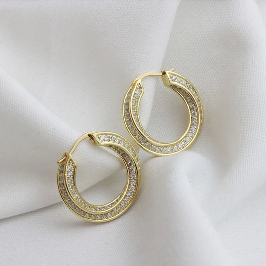 Metal style high-end earrings, curved diamond earrings, female, light luxury earrings plated with real gold earrings