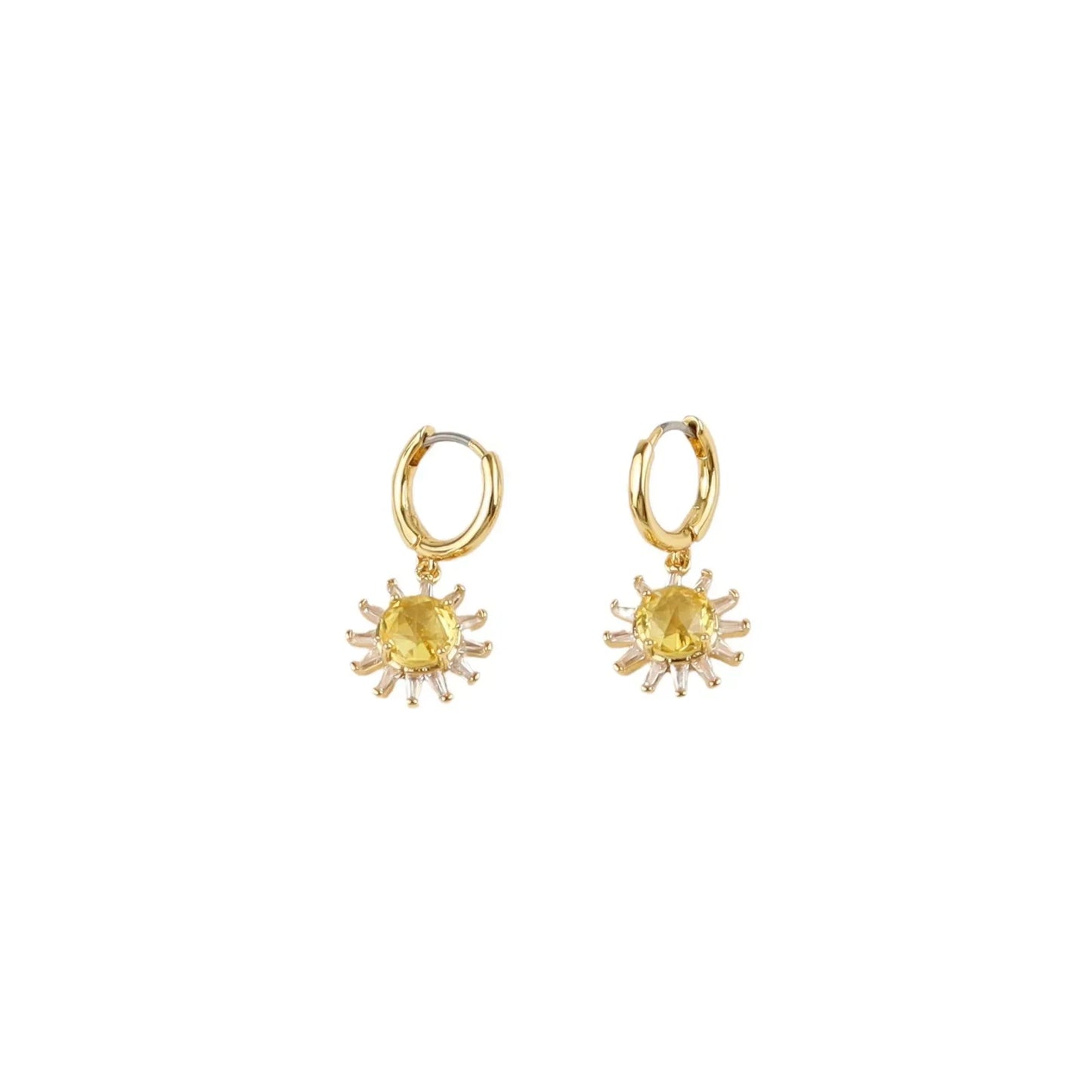 New Sunflower Gold-plated Earrings Inlaid with Zircon Temperament Versatile Earrings