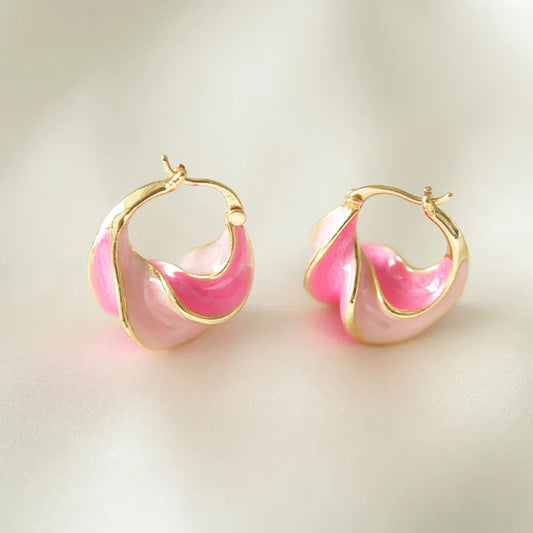 Peach earrings, high-end earrings, autumn and winter styles, pink girl earrings, retro, female