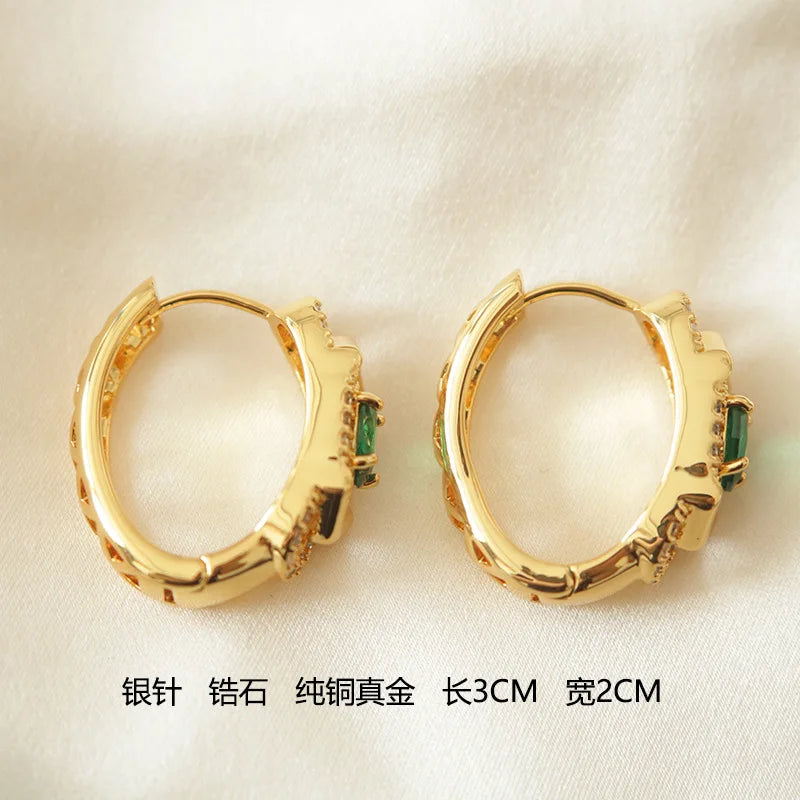 Zircon Earrings Korean Version of High-end Handmade Earrings  Not Fade