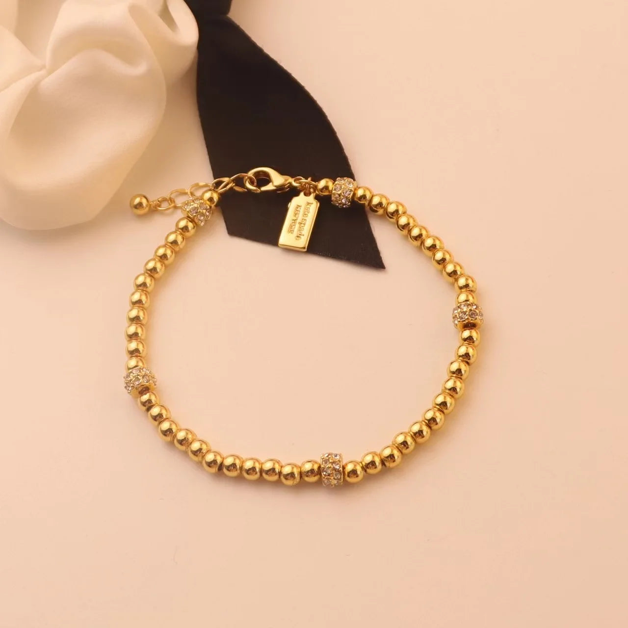 Classic Versatile, Exquisite Gold Plated, Diamond Inlaid Transport Beads, Simple and High Quality Bracelet Bracelet