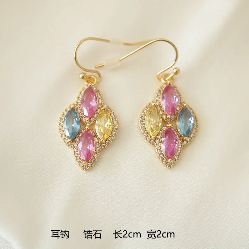 Korean-style Exquisite Celebrity Style Fashionable Water Drop Purple Zirconium Fringed Ear Buckle Niche Design Sense