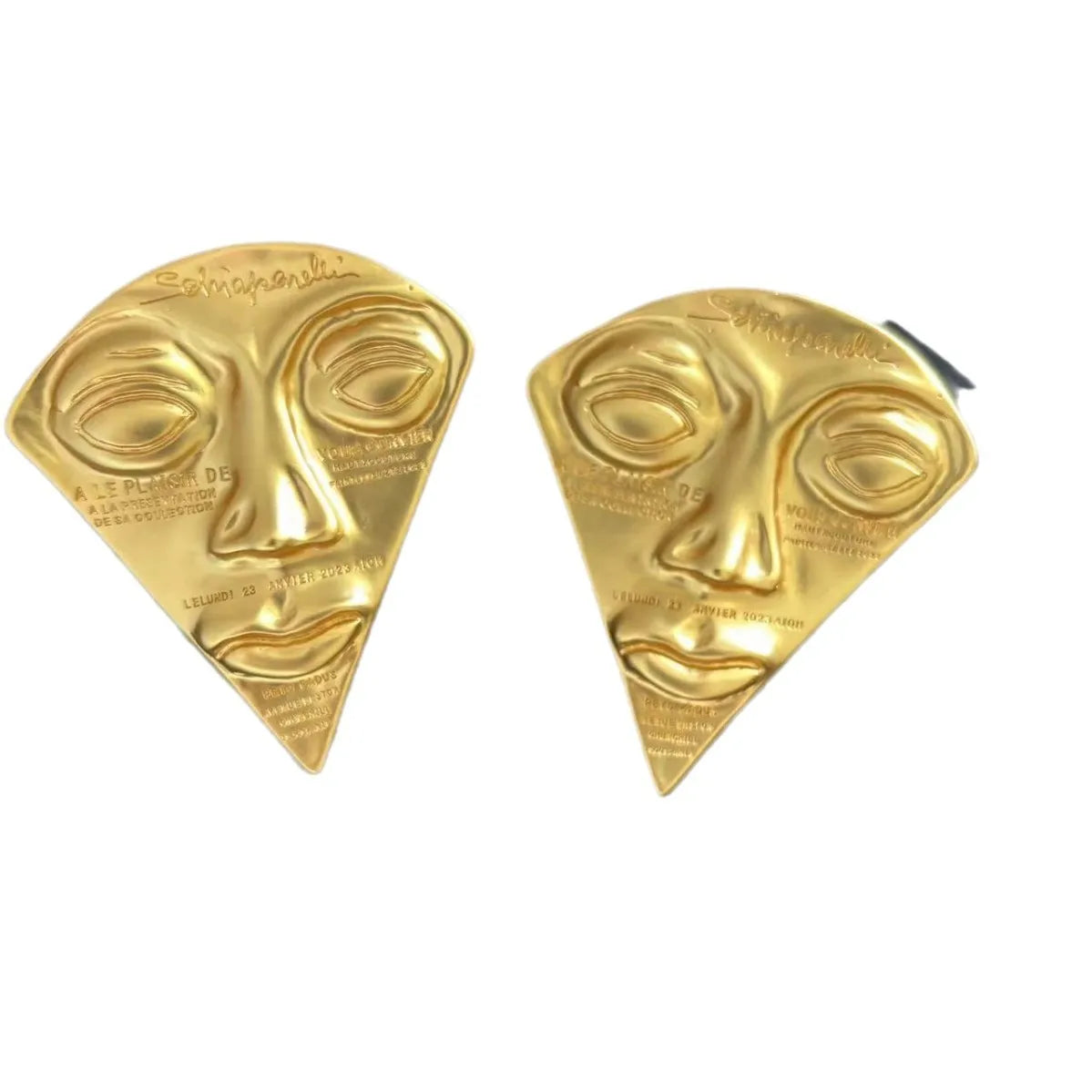 Surreal Facial Features Series Exaggerated Triangular Face Stud Earrings