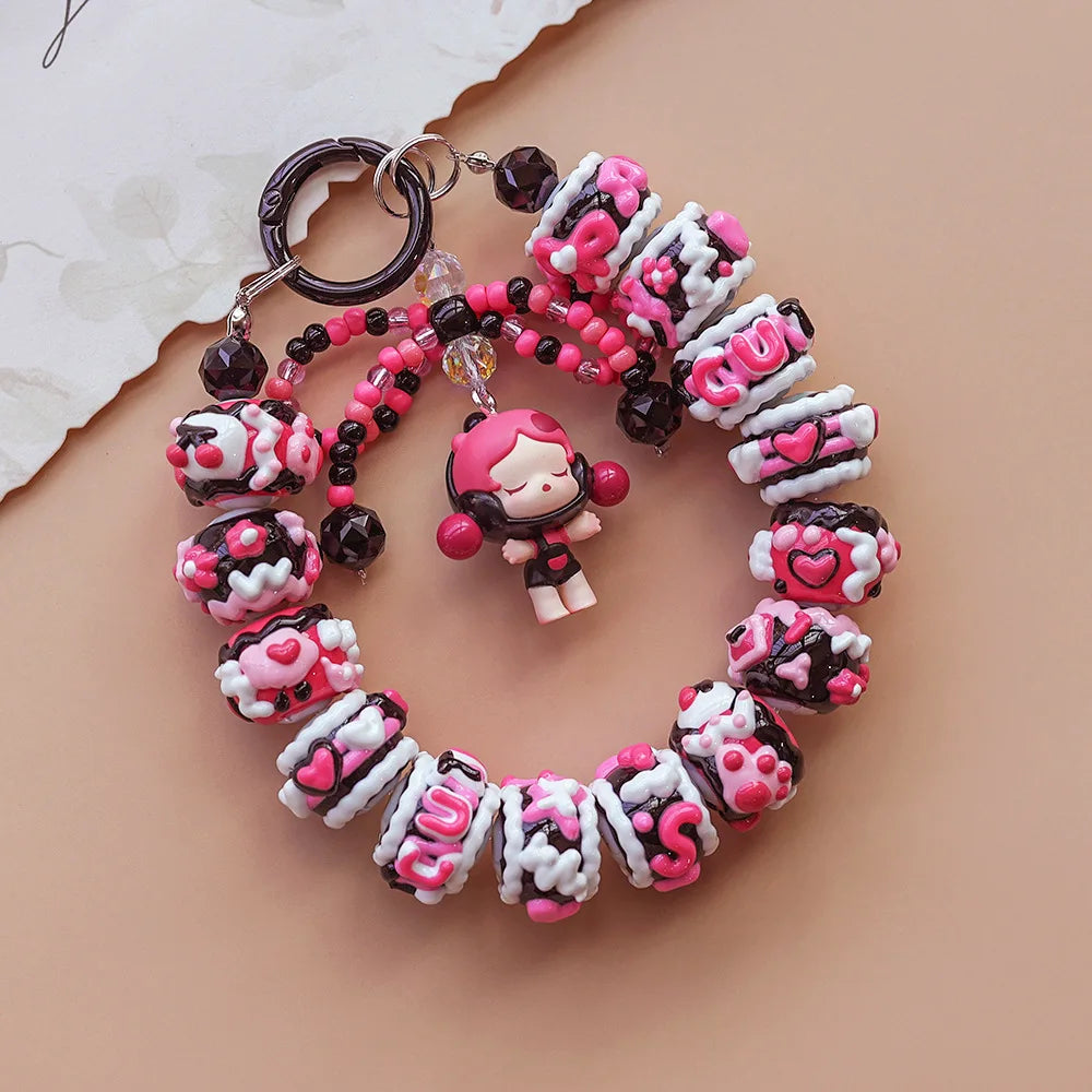 Unique Heavy Oil Hand-painted Bead  Mobile Phone Chain Charm,Keychain ,Bag Accessory Bag Pendant Doll Pendant Girls Gift