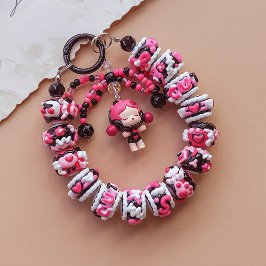 Unique Heavy Oil Hand-painted Bead  Mobile Phone Chain Charm,Keychain ,Bag Accessory Bag Pendant Doll Pendant Girls Gift