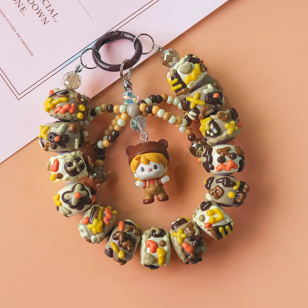 Unique Heavy Oil Hand-painted Bead  Mobile Phone Chain Charm,Keychain ,Bag Accessory Bag Pendant Doll Pendant Girls Gift