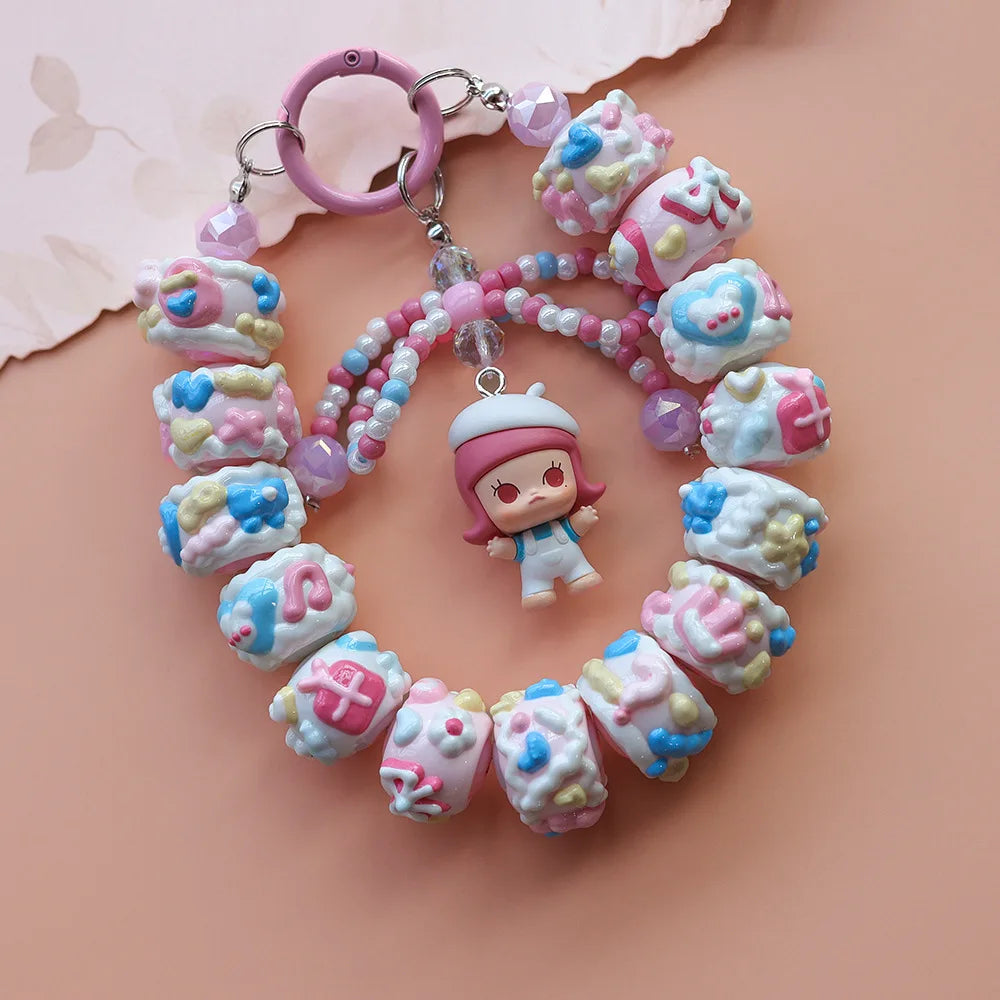 Unique Heavy Oil Hand-painted Bead  Mobile Phone Chain Charm,Keychain ,Bag Accessory Bag Pendant Doll Pendant Girls Gift